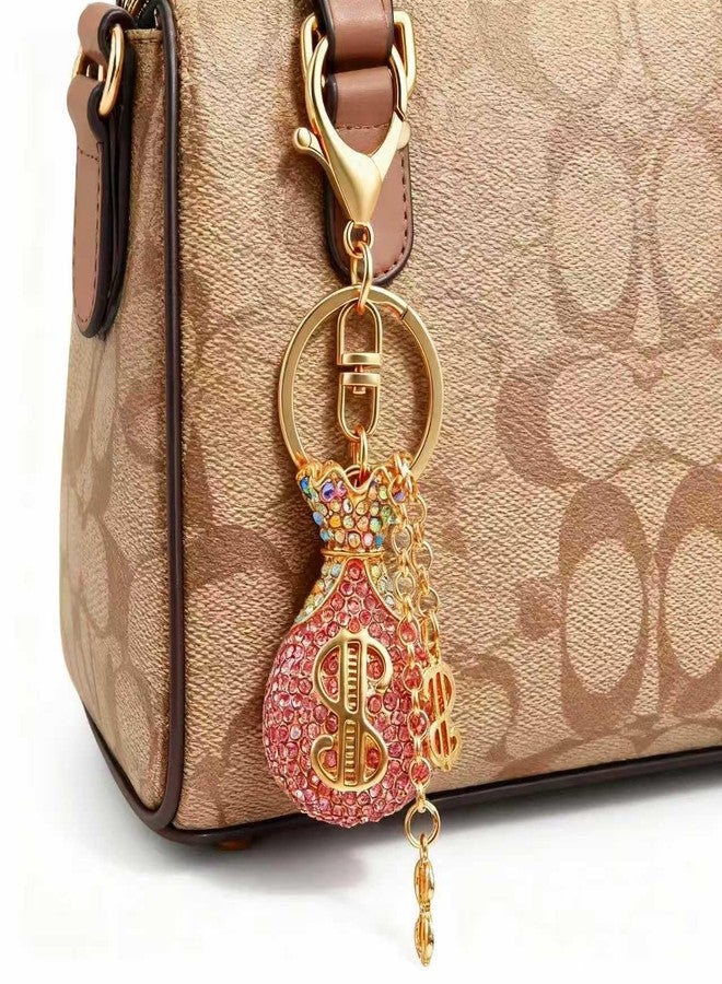 Havique Bag Charms Key Chains Women Cute Pink Keychain Purse Charms for Handbags Girly Keyring Car Keychains Accessories Dollar Symbol, Bling Pink - Image 4